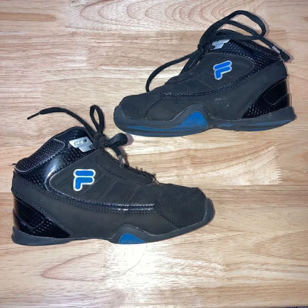 Fila, Toddler Team Effort Shoes High Top Lace Up Sneakers, Black Blue Size 11